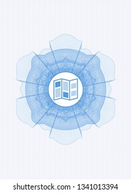 Light blue abstract rosette with brochure icon inside