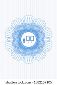 Light blue abstract rosette with business presentation icon inside
