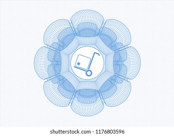 Light blue abstract rosette with cargo icon inside