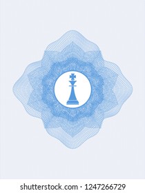 Light blue abstract rosette with chess king icon inside