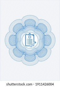 Rosette abstracto azul claro. con icono de historial clínico dentro