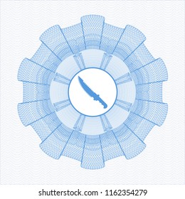 Light blue abstract rosette with combat knife icon inside