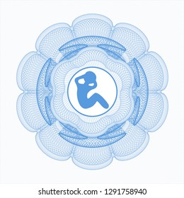 Light blue abstract rosette with crunch icon inside