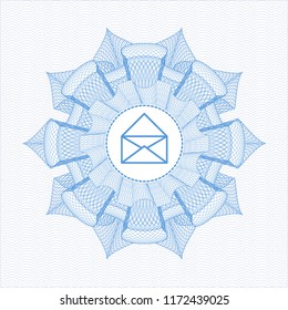 Light blue abstract rosette with envelope icon inside