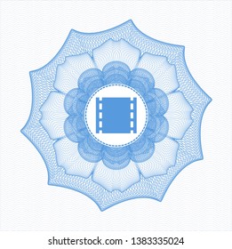 Light blue abstract rosette with film icon inside