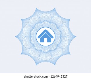 Light blue abstract rosette with home icon inside