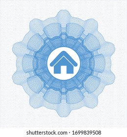 Light blue abstract rosette with home icon inside