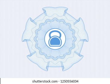 Light blue abstract rosette with kettlebell icon inside