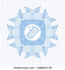 Light blue abstract rosette with keyboard icon inside