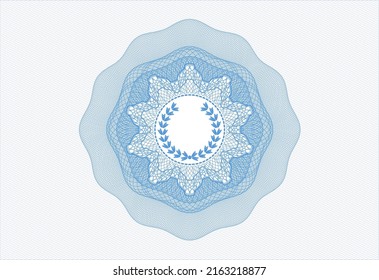 Light blue abstract rosette. with leaf crown icon inside