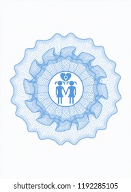 Light blue abstract rosette with lesbian love icon inside