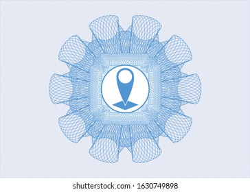 Light blue abstract rosette with map pointer icon inside