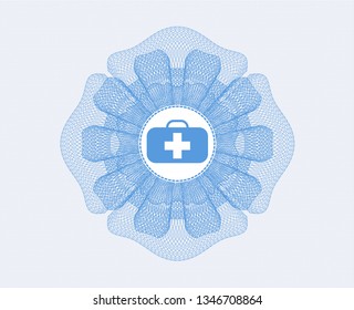 Light blue abstract rosette with medical briefcase icon inside