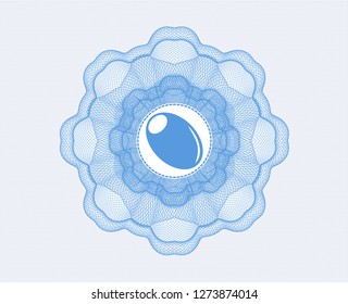 Light blue abstract rosette with olive icon inside