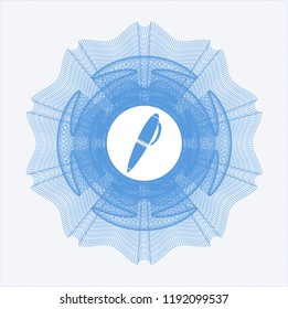 Light blue abstract rosette with pen icon inside
