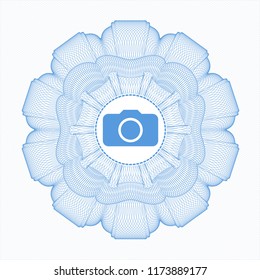 Light blue abstract rosette with photo camera icon inside