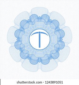 Light blue abstract rosette with pickaxe icon inside