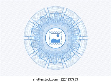 Light blue abstract rosette with picture icon inside