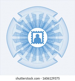 Light blue abstract rosette with picture icon inside
