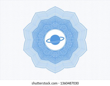 Light blue abstract rosette with planet, saturn icon inside