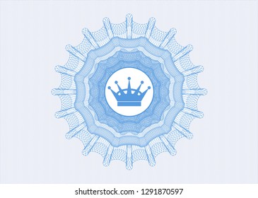 Light blue abstract rosette with queen crown icon inside
