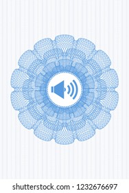 Light blue abstract rosette with sound icon inside