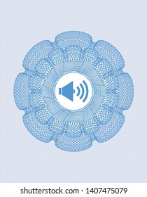 Light blue abstract rosette with sound icon inside