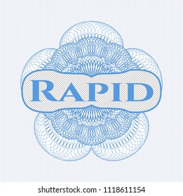 Light blue abstract rosette with text Rapid inside
