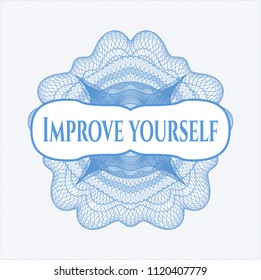 Light blue abstract rosette with text Improve yourself inside