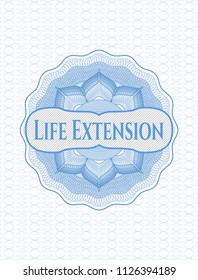 Light blue abstract rosette with text Life Extension inside
