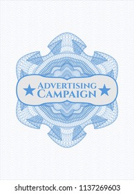 Light blue abstract rosette with text Advertising Campaign inside