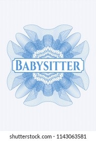 Light blue abstract rosette with text Babysitter inside