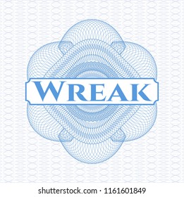 Light blue abstract rosette with text Wreak inside