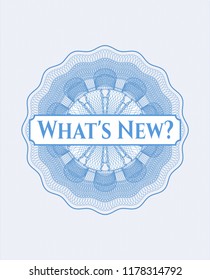 Light blue abstract rosette with text What's New? inside
