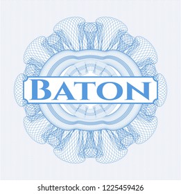 Light blue abstract rosette with text Baton inside
