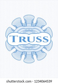 Light blue abstract rosette with text Truss inside