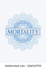 Light blue abstract rosette with text Mortality inside