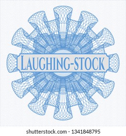 Light blue abstract rosette with text Laughing-stock inside