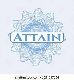 Light blue abstract rosette with text Attain inside