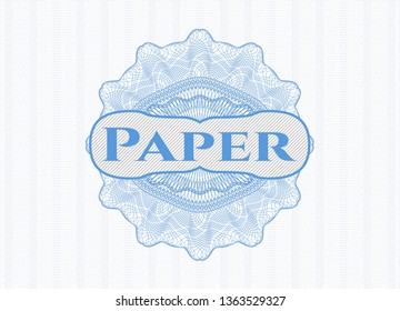 Light blue abstract rosette with text Paper inside