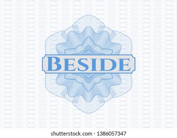 Light blue abstract rosette with text Beside inside