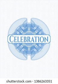 Light blue abstract rosette with text Celebration inside