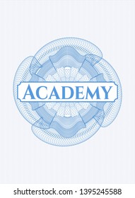Light blue abstract rosette with text Academy inside