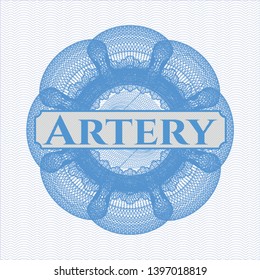 Light blue abstract rosette with text Artery inside