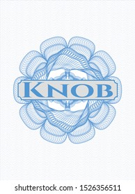 Light blue abstract rosette with text Knob inside