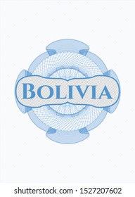 Light blue abstract rosette with text Bolivia inside