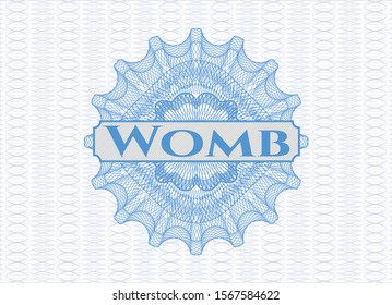 Light blue abstract rosette with text Womb inside