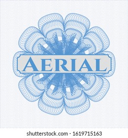 Light blue abstract rosette with text Aerial inside