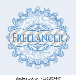Light blue abstract rosette with text Freelancer inside