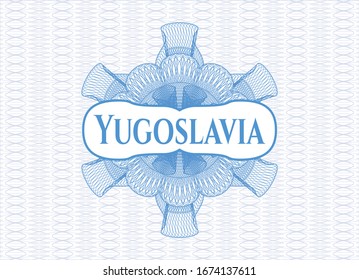 Light blue abstract rosette with text Yugoslavia inside